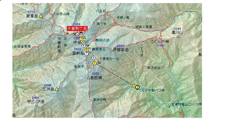 木曽駒ヶ岳Map