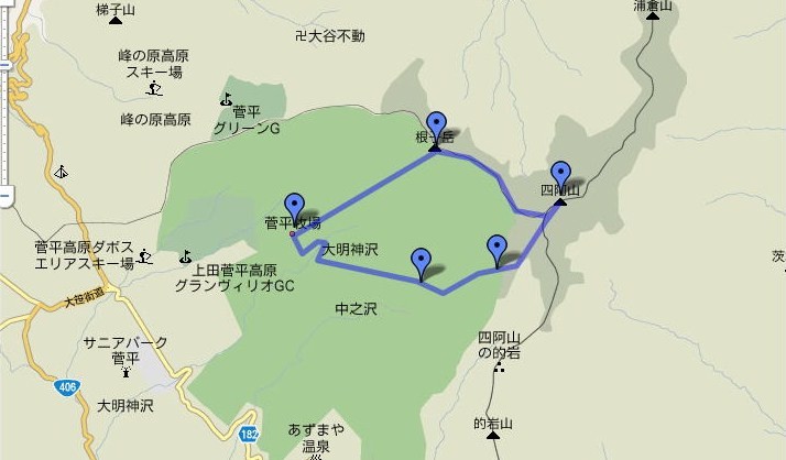 四阿山・根子岳地図